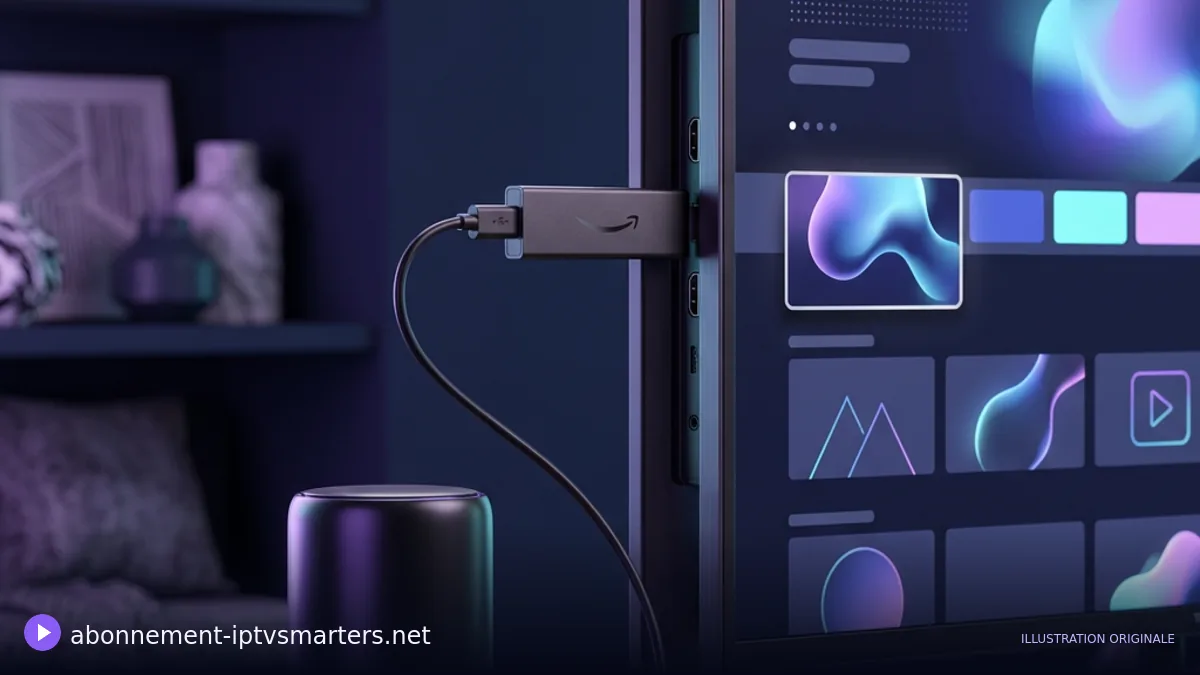 Télécommande Fire TV et écran de réglages stylisé